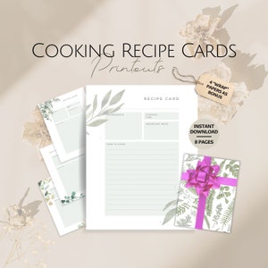 Modèles de recettes de cuisine, Cadeau d'anniversaire pour les amateurs de cuisine, Cartes imprimables, Cadeaux pour les amateurs de cuisine, Aides de cuisine mignons, Planificateur de chef