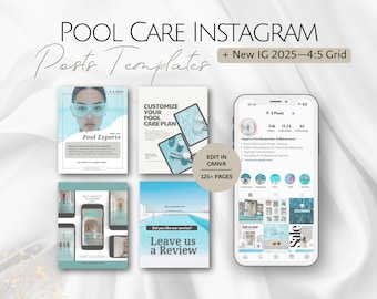 Pool Care Instagram Posts Templates, Editable IG Business Post, Pools Maintenance Service, Professional Social Media Template