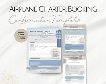 Aircraft Charter Booking Confirmation Templates, Editable Private Jet Charters Flight Details Template Professional Aviation Jets Business