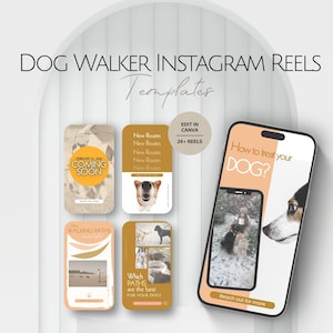 Dog Walker Instagram Rollen Vorlagen, Hunde zu Fuß Social Media Posts, professionelle Hundepflege IG Reel, bearbeitbarer Haustiersitter, Canva Business