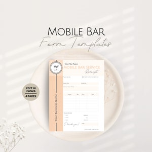 Modelli di moduli per bar mobili, modulo di ricevuta di fattura per baristi modificabile, marchio personalizzabile per baristi professionisti, trasferimento di denaro per attività di barman