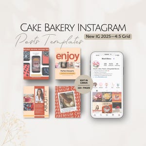 Taart Bakkerij Instagram-sjablonen, bakken Social media-berichten Professioneel dessert IG-bundel Bewerkbare taarten Bakkers Zakelijk influencerbericht 4:5