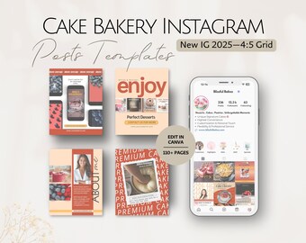 Plantillas de Instagram para pastelería, publicaciones en redes sociales sobre repostería, paquete profesional de postres para Instagram, pasteles editables, publicación de influencers de negocios de panadería 4:5