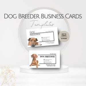 Hundezüchter Visitenkarten Vorlage, bearbeitbare Hundezucht Info Karten Design, anpassbare Haustier Kunden Vorlagen, professioneller Hundeservice