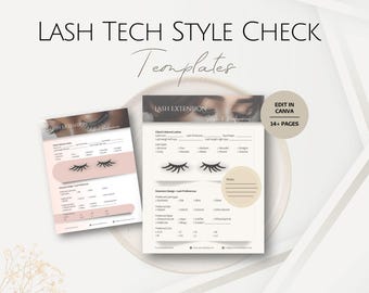 Lash Design Style Check Templates, Editable Lashes Extension Shape Planning Template Eyelash Technician Pro Professional Eyelashes Business