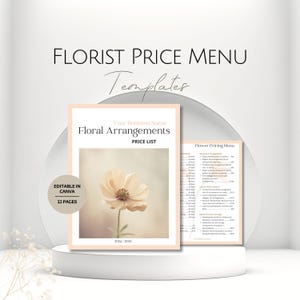 Lista de Preços de Floricultura, Modelos de Cardápio de Preços, Modelo Profissional para Floricultura, Conjunto de Pacotes de Flores, Brochura de Flores, Serviços para Eventos de Floricultura