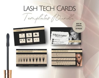 Lash Tech Business Card Template, Editable Lashes Artist Info Cards Design, Customizable Extension Technician Templates Professional Service