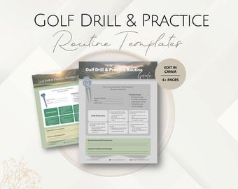 Golf Drill Practice Routine Templates, Editable Client Golfing Practicing Sheets Coach Business Template Professional Club Academy Expert AI