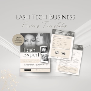 Lash Tech Business Templates, bearbeitbare Beratung Einverständniserklärung, Wimpernzuordnung Style Guide Lashes Expert Professional Service Forms