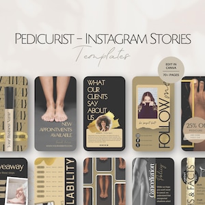 Pedikürist Instagram Stories Vorlagen, Fußpflege Experte Social Media Posts, Professioneller Schönheitssalon IG Story Bearbeitbare Pediküre Geschäft