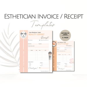 Modelos de formulários para esteticistas, formulários editáveis de recibos de faturas para salões de beleza, recibos de faturas de marcas profissionais personalizáveis, transferência de negócios
