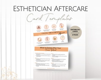 Esthetician Aftercare Card, Editable What to Expect After Facial Cards, Professional Beauty Salon Services Template, Facial Derma Treatment