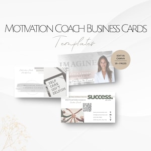 Plantillas de tarjetas de presentación para coaches de motivación, tarjeta de información editable para coaching mental, gestión motivacional para profesionales de la salud holística consciente.