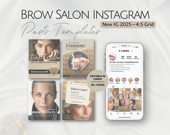 Plantillas de Instagram para salón de cejas, especialista en belleza y técnica de cejas, publicaciones editables para redes sociales, negocio profesional de cejas con IA 4:5