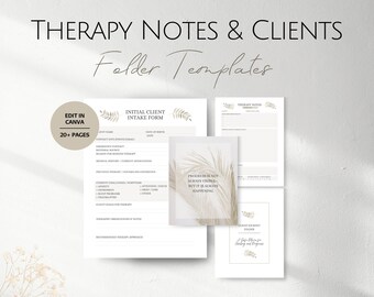 Plantillas de carpetas de progreso del cliente para notas de terapia, formularios comerciales editables para terapeutas, plantilla de formulario prediseñada, protocolo profesional de salud mental