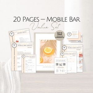 Modelli di bar mobili VALUE Set, modello Instagram per baristi, barista professionista, cartelloni pubblicitari modificabili per attività di bar, poster, contratti