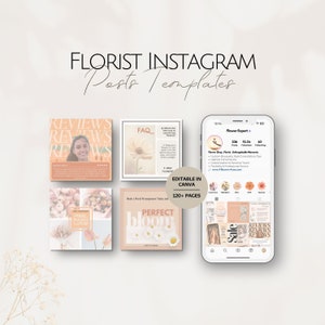 Modelos de Instagram para Floricultura, Postagens de Mídias Sociais para Floricultura, Instagram Profissional, Destaques de Postagens de Floricultura, Arquivo Canva, Marketing para Instagram