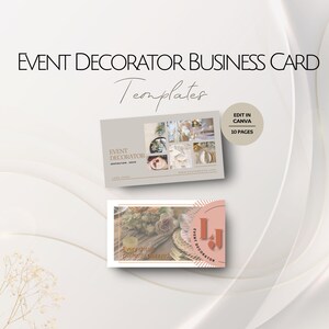 Modello di biglietto da visita per decoratore di eventi, progettazione di schede informative per pianificatori di decorazioni di eventi modificabili, modelli personalizzabili, servizio professionale
