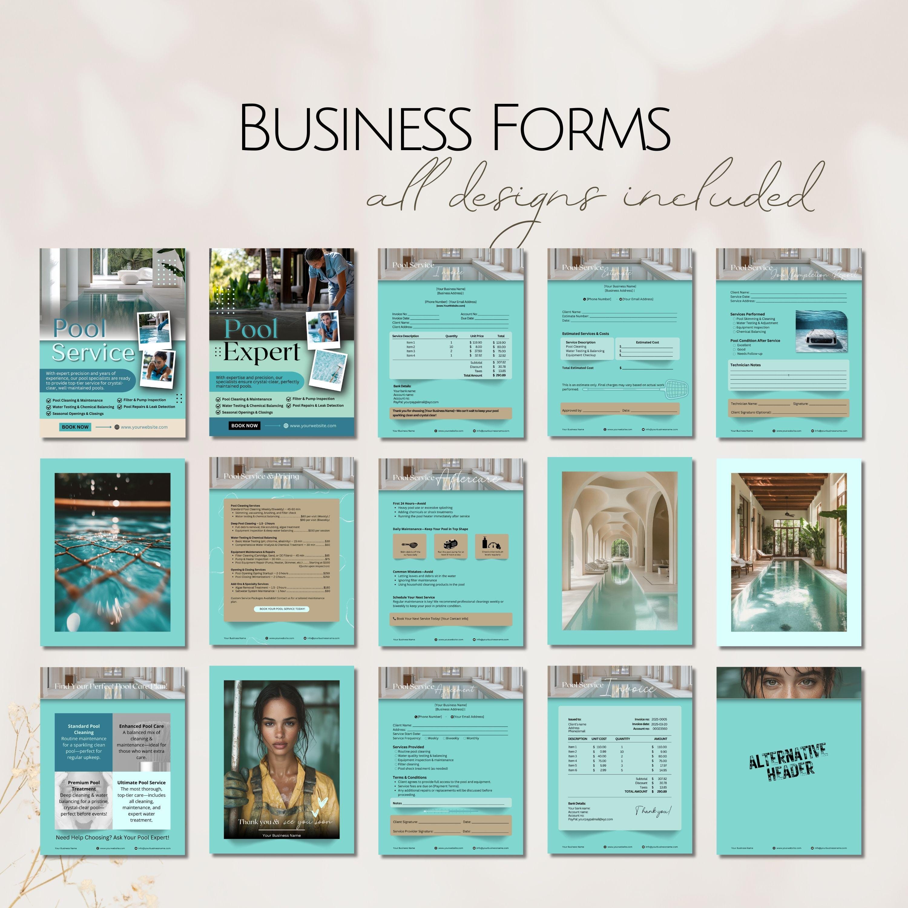 Pool Care Service Forms Templates, Editable Business Form, Pools ...