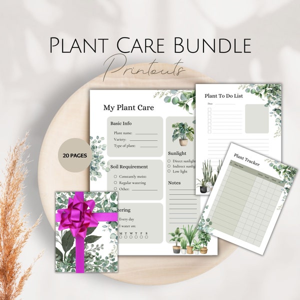 Plant Care Guide, Printable Gift for Gardeners, Gardening Planner, Seeding Tracker, Mom's Garden helper, Plants Schedule, Botanical Planner
