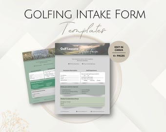 Golf Client Intake Form Templates, Editable Golfing Practice Experience Sheets Coach Business Template Professional Club Academy Expert AI