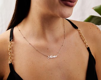 Personalized 14K Gold Name Necklace: Custom Handmade Pendant