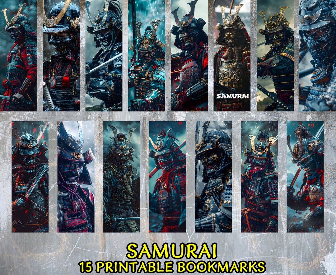 Samurai Printable Bookmarks Bookmark Designs Digital Download Sublimate ...