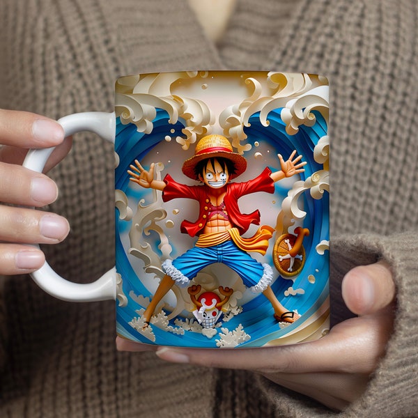 3D Anime Mug Wrap Sublimation | Anime Mug Design | Mug Wrap PNG | 11 oz & 15 oz | Pirate Mug Design