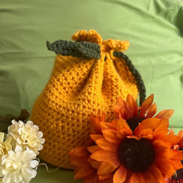 Crochet Lemon Drawstring Over-shoulder Bag