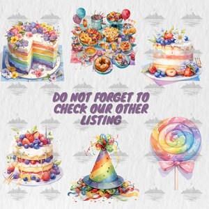 35 Watercolor Birthday Party Cake Present Balloons Clipart Bundle ...