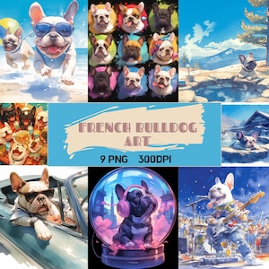 Adorable French Bulldog Art Print, Cartoon Frenchie Wall Decor, Perfect for Nursery or Dog Lover Gift