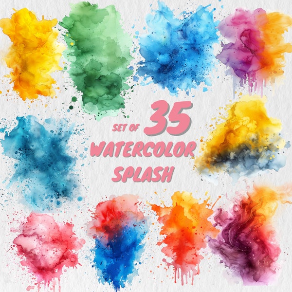 Watercolor Color Splash Clipart PNG Paint Splatter Clipart Alcohol Ink Clipart Abstract Clipart | PNG, Watercolor Stain, Instant Download