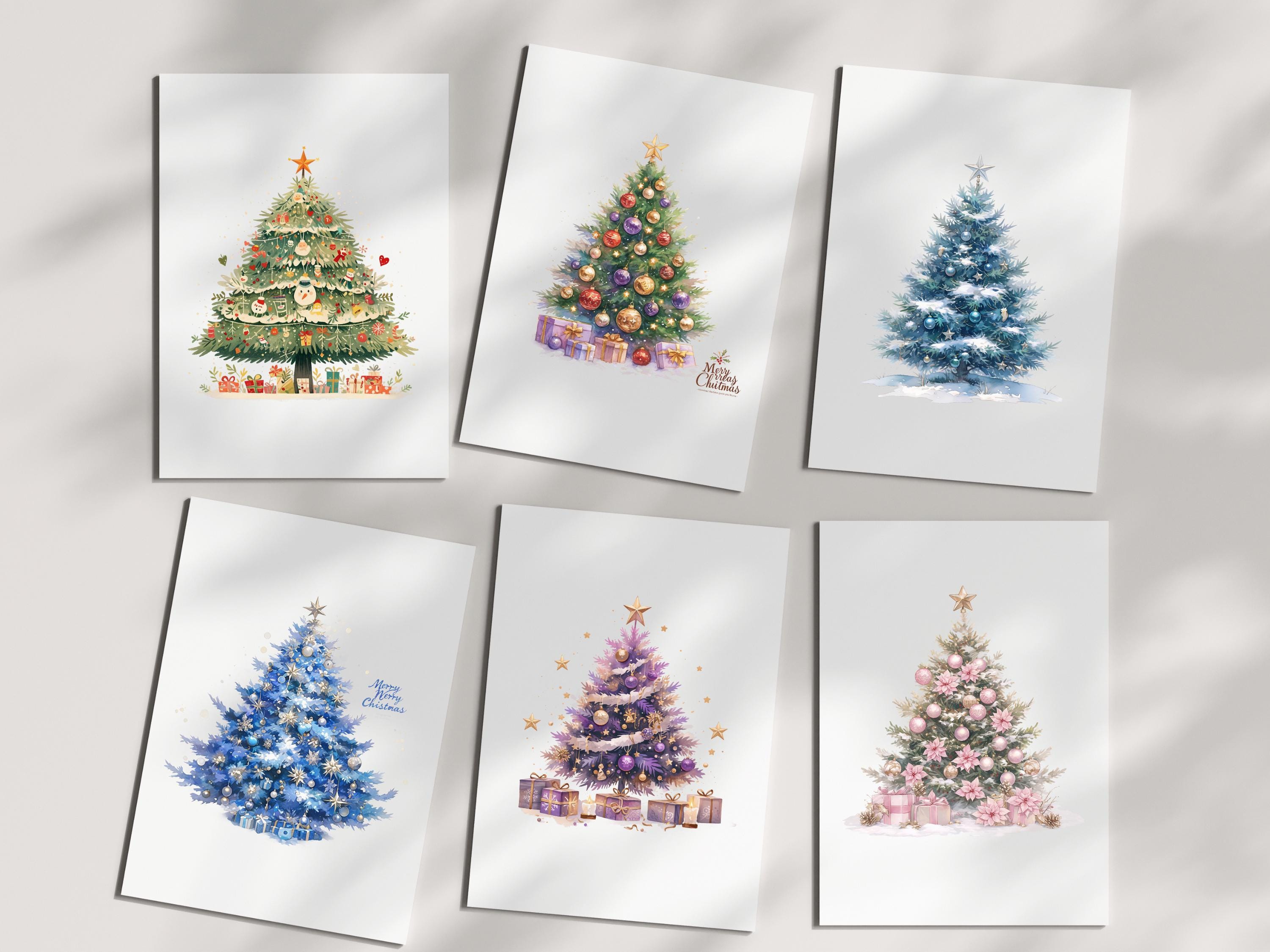 30 Watercolor Christmas Trees Clipart | Painted Tree Clipart ...