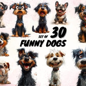 30 Funny Dogs Clipart, digital clipart, DIY crafting dogs, printable dog art, dog lover gift, digital download art, comical dog pictures