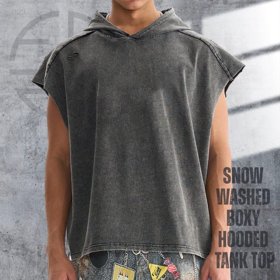 VIAVANDA DISTORTION HOODED TANK TOP ベージュ VIAVANDA