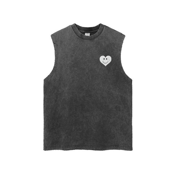 Grunge Y2K Baggy Washed Tank Top, Vintage Streetwear