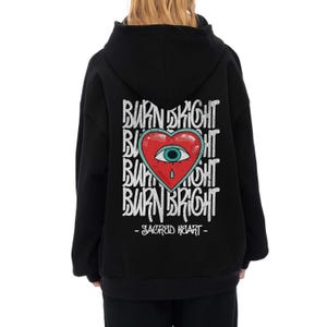 Sacred Heart Oversized Hoodie, Grunge Streetwear Sweatshirt, Y2K Vintage-Inspired Clothing, Designer Heavyweight Hoodie, Edgy Punk Fashion