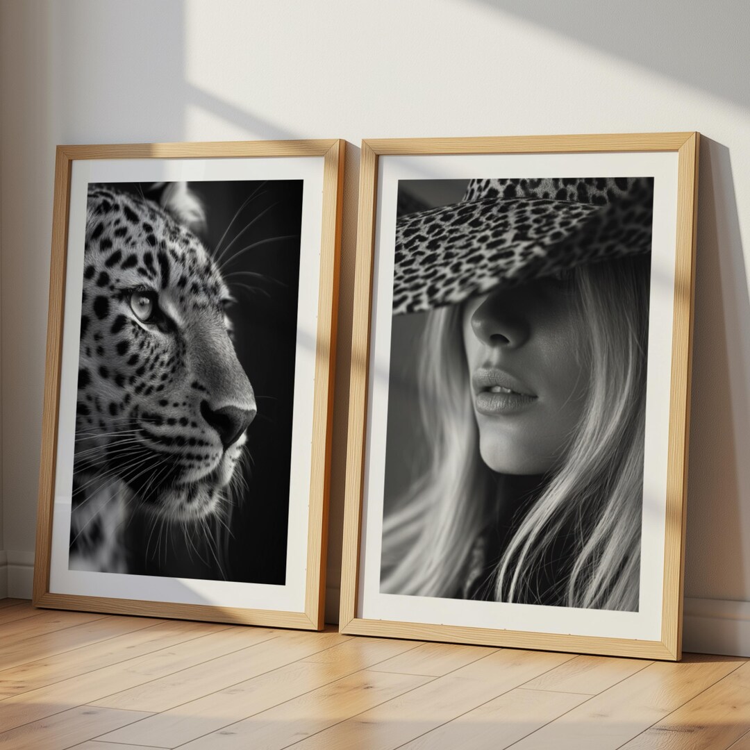 Leopard Fashion Wall Art Printable Set of 2 Digital Download Black