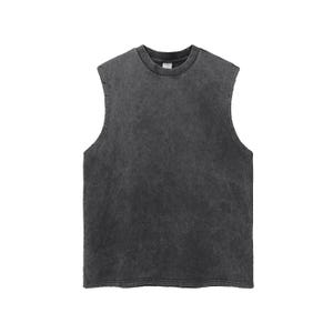 Unisex Acid Wash Tank Top, übergroße Vintage Streetwear, Y2K Ästhetik, Retro Grunge Muskel-T-Shirt, Boyfriend-Passform, Schnee gewaschener ausgefranster Saum Tank