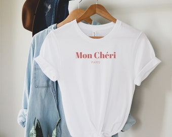 Camiseta Mon Chéri Paris, camiseta con texto en francés, camiseta minimalista