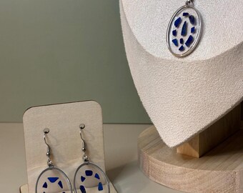 Lapis lazuli set | Hars en natuursteen | Roestvrij staal | Handgemaakte sieraden