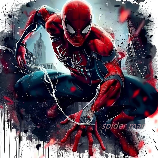 4 PNG Spiderman Splash and Watercolor Digital design PNG file for sublimation - High Resolution -Instant Digital PNG Download
