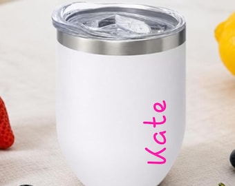 Bicchiere da vino personalizzato con nome, ispirato a una villa / Tazza in acciaio inossidabile personalizzata / Regalo per feste estive