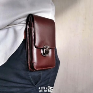 Funda de cuero para cinturón de teléfono para hombre – Funda de piel de vacuno auténtica para teléfonos de 6,5 pulgadas