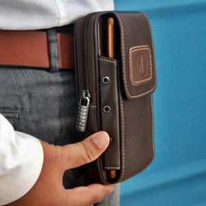 Riñonera de cuero para hombre / Riñonera de piel de vacuno auténtica para iPhone y Android / Riñonera elegante