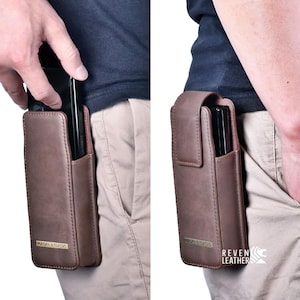 Leder Gürteltasche für Samsung Galaxy Z Fold - Vertikale Tasche mit Magnetverschluss und Karabiner, passend für Z Fold 3/4/5