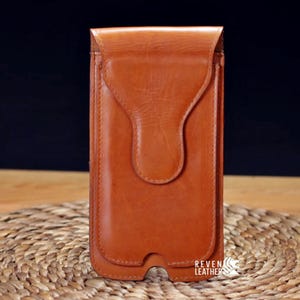 Genuine Leather Double Waist Phone Holster – Handmade Belt Clip Pouch for Smartphones 5.5&quot; to 6&quot; | Cowhide Men’s Waist Bag