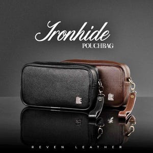 Herren Leder Beutel Tasche - Echte Rindsleder Clutch mit Kartenfächern und Riemen | Reven-Leder