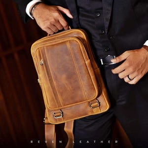 Sac à bandoulière en cuir véritable pour hommes | Sac banane haut de gamme avec compartiment pour tablette