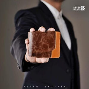 Herren Leder Geldbörse - Bifold Cracking & Nappa Rindsleder Geldbörse mit abnehmbaren Kartensteckplätzen